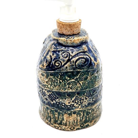 Artisan Studio Pottery Soap Lotion Pump Dispenser Textured Stoneware New - Picture 2 of 7